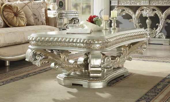 HD-8088 Silver With Gold Highlight Traditional Coffee Table