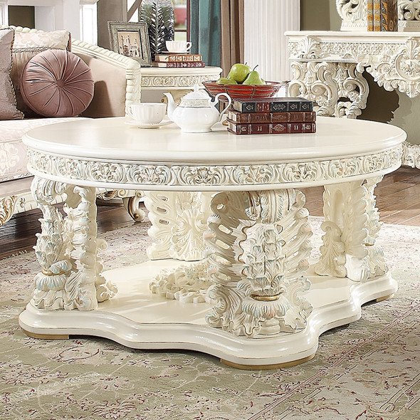 HD-8089 White Gloss Traditional Coffee Table