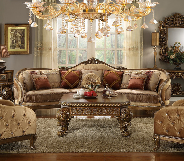 HD-458 Van Dyke Brown Victorian Upholstered Sectional Sofa
