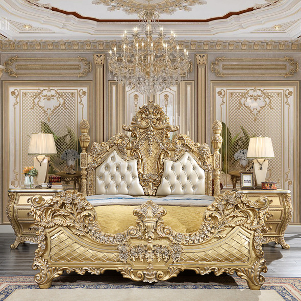 HD-1801 Bright Gold Traditional California King Upholstered Bed