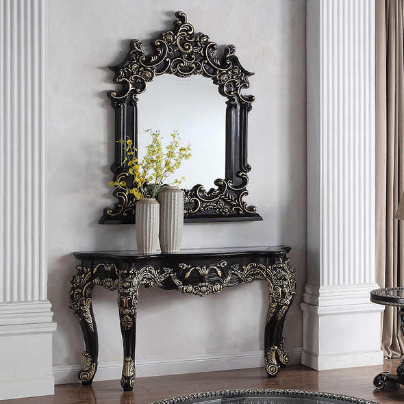 HD-328B Black Enamel With Gold Highlights Modern Decorative Wall Mirror