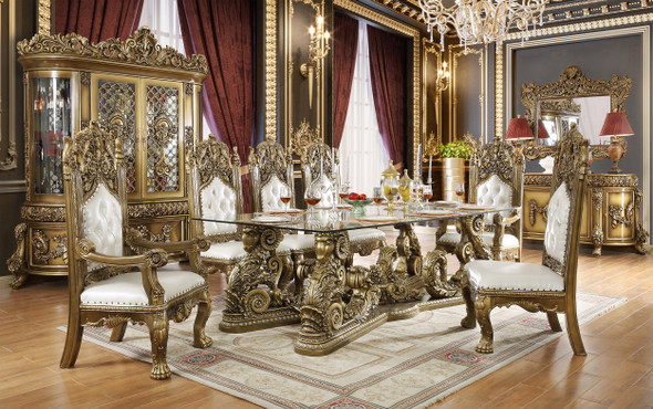 HD-1802 Bronze 7-Piece Traditional Dining Set