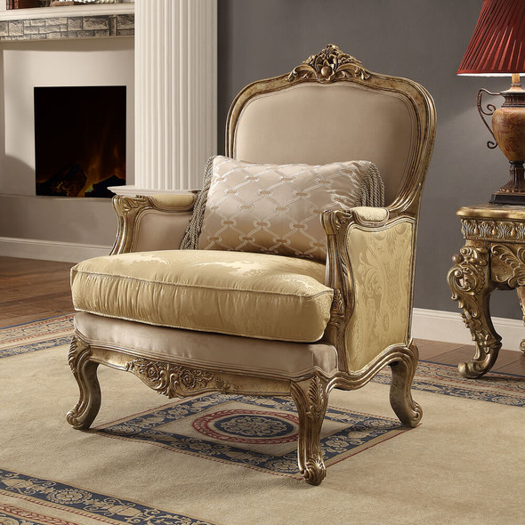 HD-2626 Gold with Rust Highlights 3-Piece Traditional Sofa Set