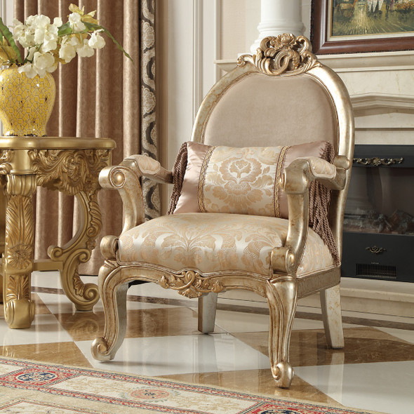Homey Design Champagne With Rust Highlight Traditional Upholstered Accent Chair