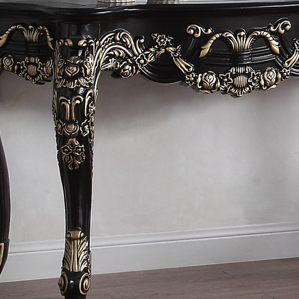 HD-328B Black Enamel With Gold Highlights Traditional Console Table