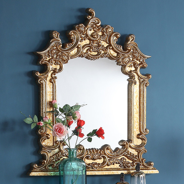 HD-328G Metallic Gold With Rust Marbling Traditional Decorative Wall Mirror
