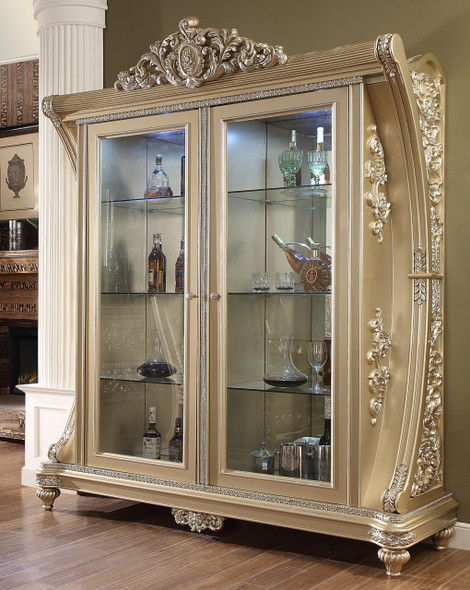 HD-8022 Champagne Traditional Display China Cabinet