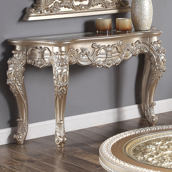 HD-328C Cherry With Gold Highlights Traditional Console Table