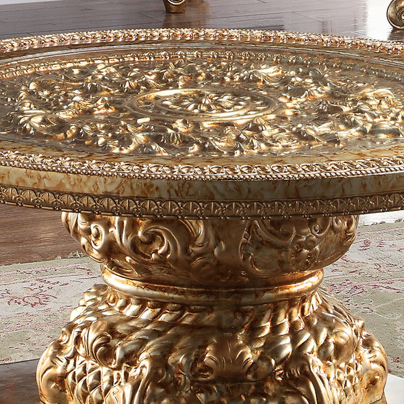 HD-328G Metallic Gold With Rust Marbling Traditional End Table