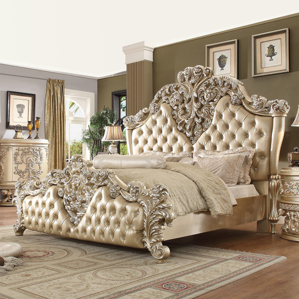 HD-8022 Champagne 4-Piece Traditional Bedroom Furniture Set