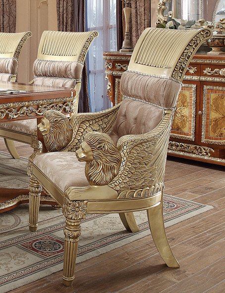 HD-8024 Cedar Red With Gold Highlight 7-Piece Traditional Dining Set