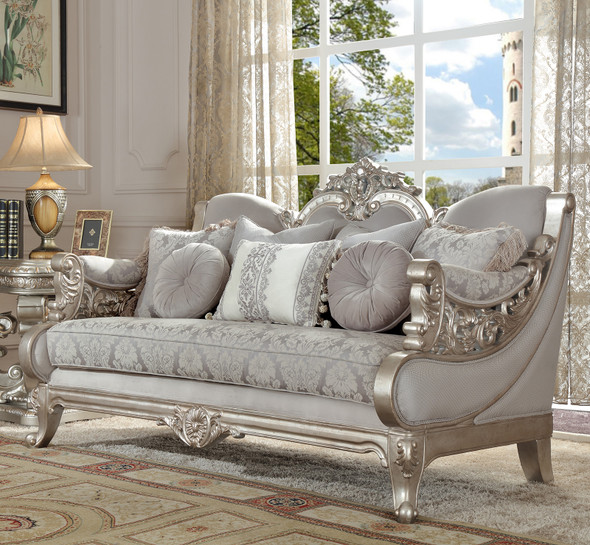 HD-2662 Silver Classic European Upholstered Loveseat