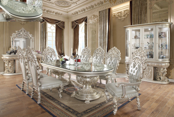 HD-8088 Silver With Gold Highlight 7-Piece Traditional Dining Set