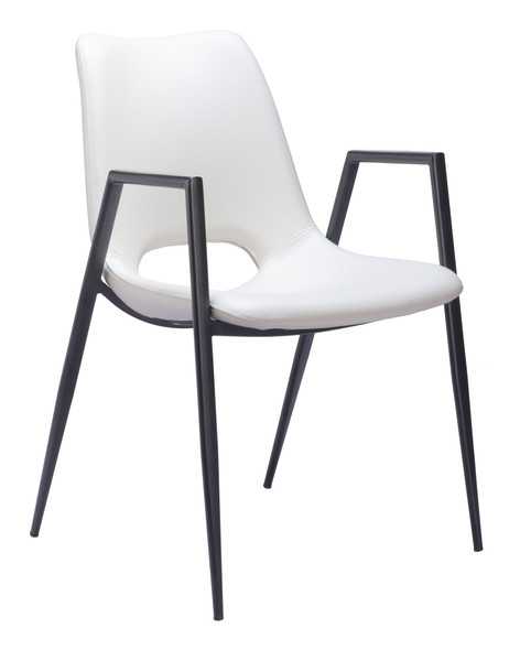 Desi White (Set of 2) Steel and Polyurethane Dining Chair