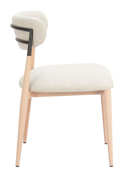Equinox Oyster Gray & Natural (Set of 2) Steel Armless Dining Chair