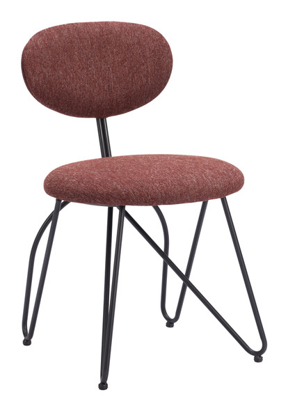 Novi Maroon Brown (Set of 2) Steel and Polyester Dining Chair