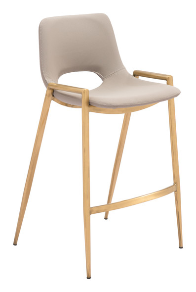 Desi Beige & Gold (Set of 2) Steel and Polyurethane Counter Stool