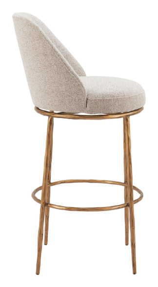 Nordhavn Beige & Gold Steel and Polyester Swivel Barstool