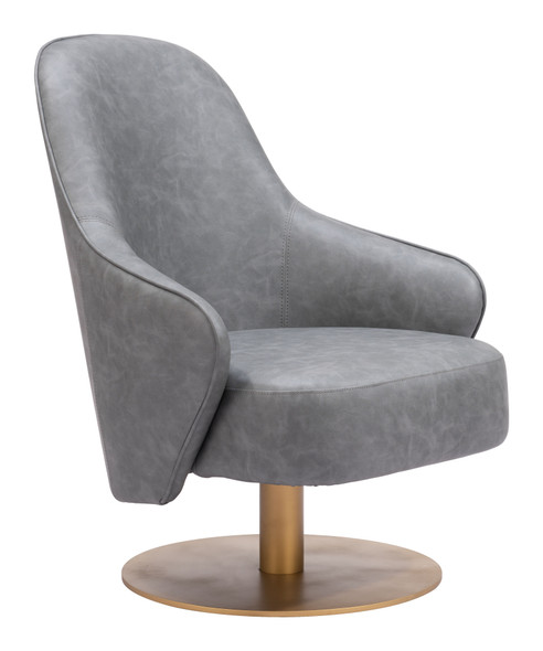 Withby Gray Steel and Polyurethane Swivel Accent Chair