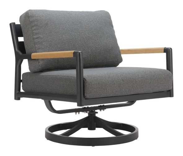 Koleso Gray Aluminum and Polyester Swivel Chair for Outdoor Use
