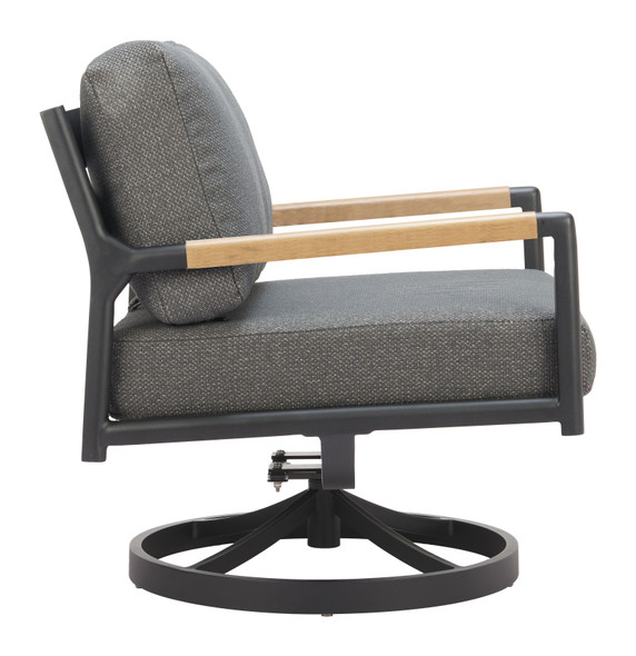 Koleso Gray Aluminum and Polyester Swivel Chair for Outdoor Use