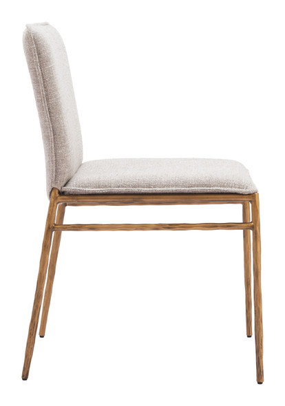 Nordvest Beige & Gold Steel and Polyester Dining Chair