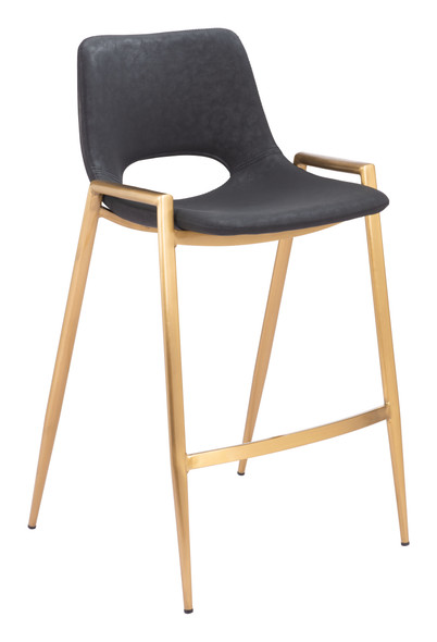Desi Black & Gold (Set of 2) Steel and Polyurethane Counter Stool