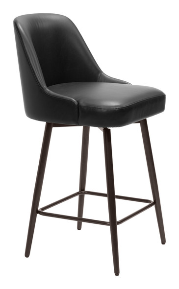 Keppel Black & Bronze Steel and Polyurethane Swivel Counter Stool