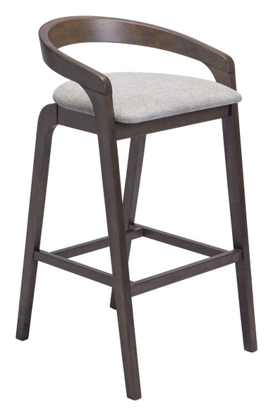 Troy Dove Gray & Espresso (Set of 2) Rubberwood and Polyester Barstool