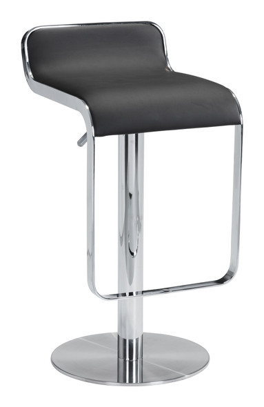 Equino Black Steel and Polyurethane Swivel Height-Adjustable Barstool