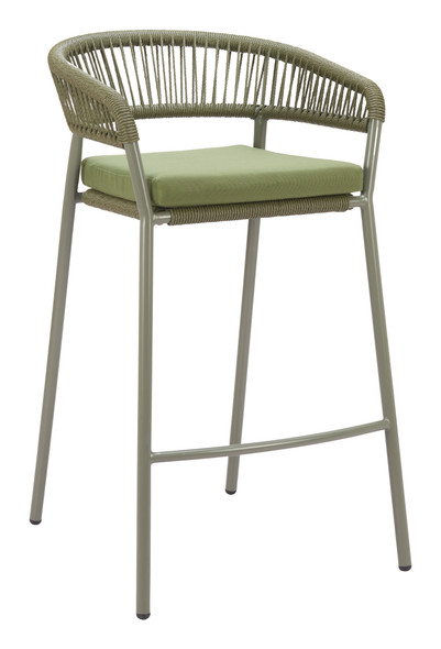 Skye Green (Set of 2) Steel and Olefin Barstool for Outdoor Use