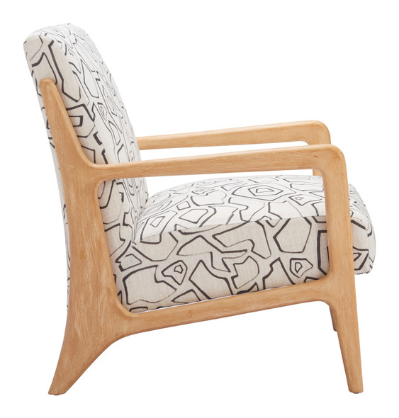 Runa Beige & Natural Rubberwood and Polyester Accent Chair
