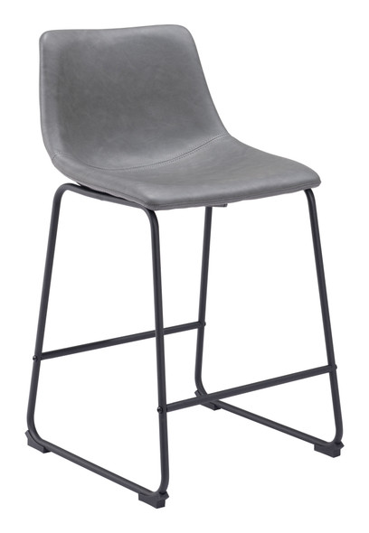 Smart Charcoal (Set of 2) Steel and Polyurethane Counter Stool