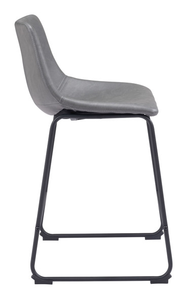 Smart Charcoal (Set of 2) Steel and Polyurethane Counter Stool