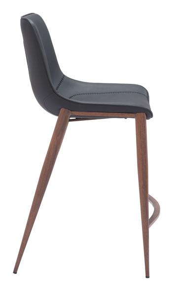 Magnus Black & Walnut (Set of 2) Steel and Polyurethane Counter Stool