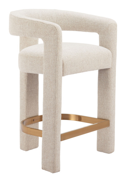 Saiko Beige Steel and Polyester Counter Stool