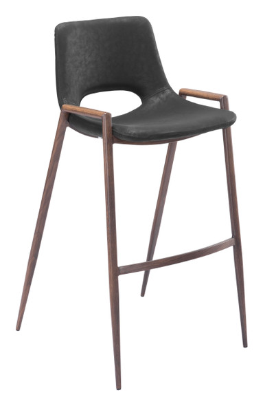 Desi Black & Walnut (Set of 2) Steel and Polyurethane Barstool