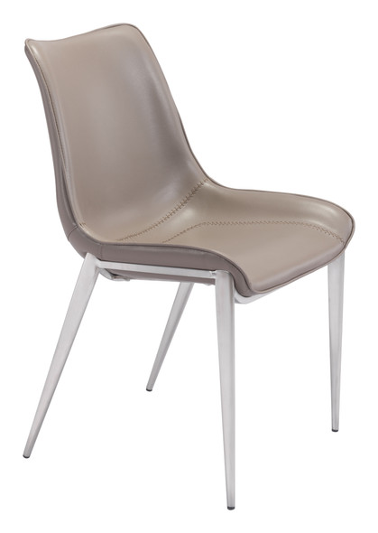 Magnus Brown & Silver (Set of 2) Stainless Steel Dining Chair
