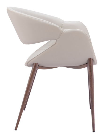 Limay Beige & Walnut (Set of 2) Steel and Polyurethane Dining Chair