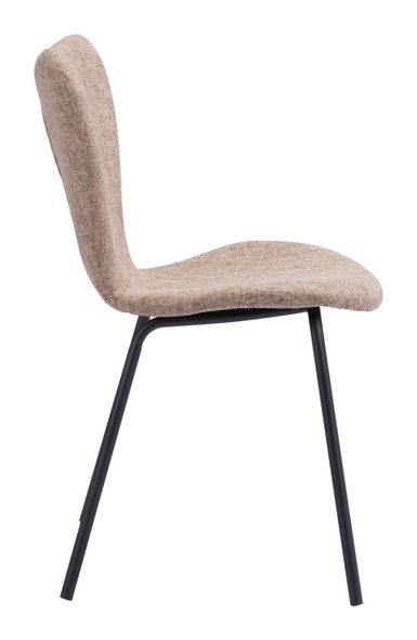 Tollo Brown (Set of 2) Steel and Polyester Stackable Dining Chair