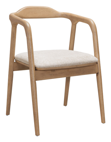 Hosoi Beige Rubberwood and Polyester Dining Chair