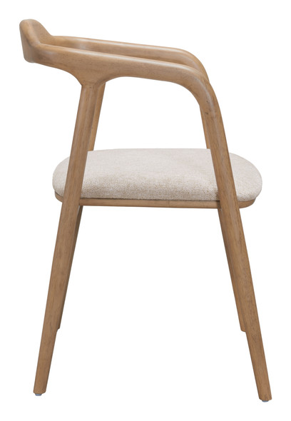 Hosoi Beige Rubberwood and Polyester Dining Chair