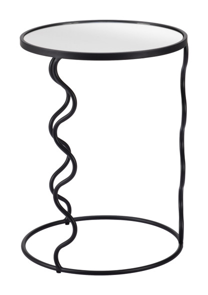 Bastia Black Glass and Steel Round Side Table