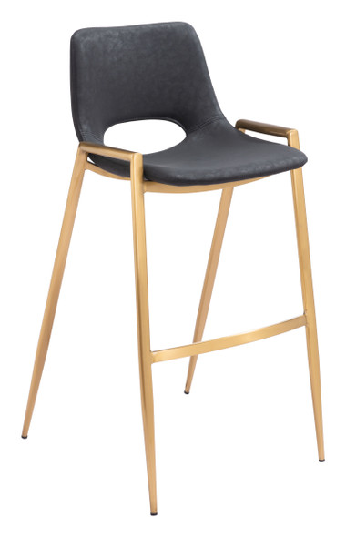 Desi Black & Gold (Set of 2) Steel and Polyurethane Barstool