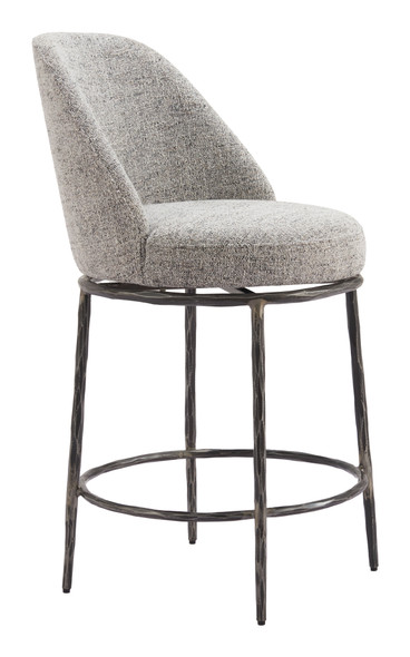 Nordhavn Gray Steel and Polyester Swivel Counter Stool