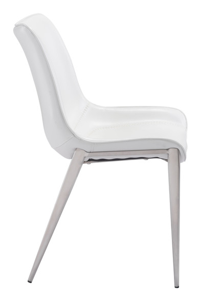 Magnus White & Silver (Set of 2) Stainless Steel Dining Chair