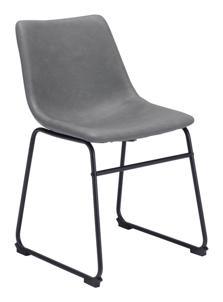 Smart Charcoal (Set of 2) Steel and Polyurethane Dining Chair