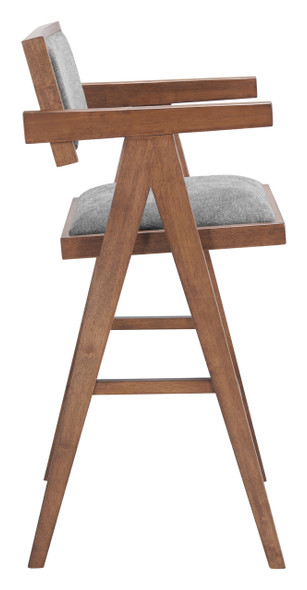 Delhi Gray & Walnut (Set of 2) Rubberwood and Polyester Barstool