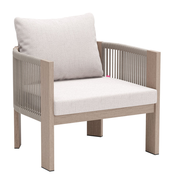 Rebel Beige Aluminum and Polyester Accent Chair for Outdoor Use