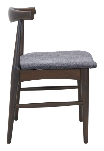 Tuzka Gray & Espresso (Set of 2) Rubberwood and Polyester Dining Chair